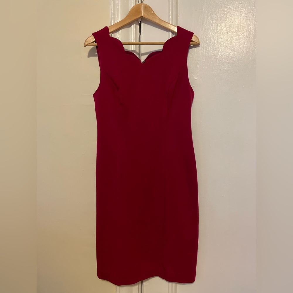 Talbots Knit Sheath Dress with Scalloped V-Neck